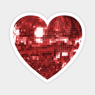 Mirrored Red Disco Ball Heart Magnet