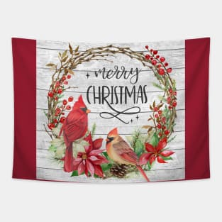 Cardinal Christmas Wreath A Tapestry