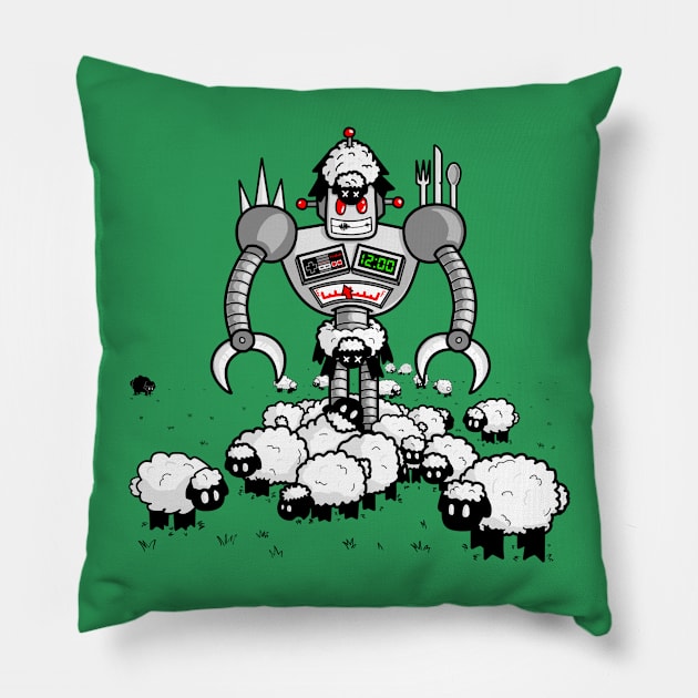 Robot in Sheep's Clothing Pillow by thinkcrap