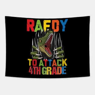 Funny Ready To Attack 4th Grade Shark First Day of School Gifts Kids Tapestry