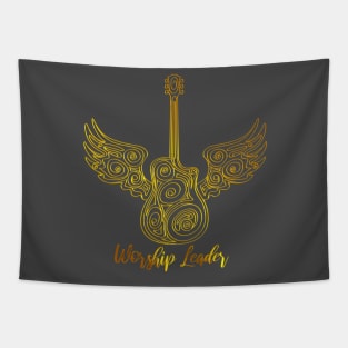 Worship leader - Golden Guitar with Wings Tapestry