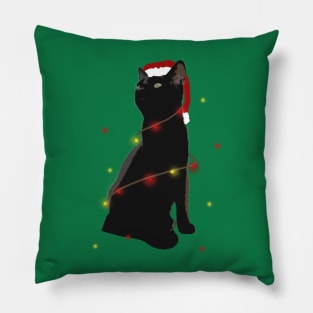 Christmas Lights Cat Pillow