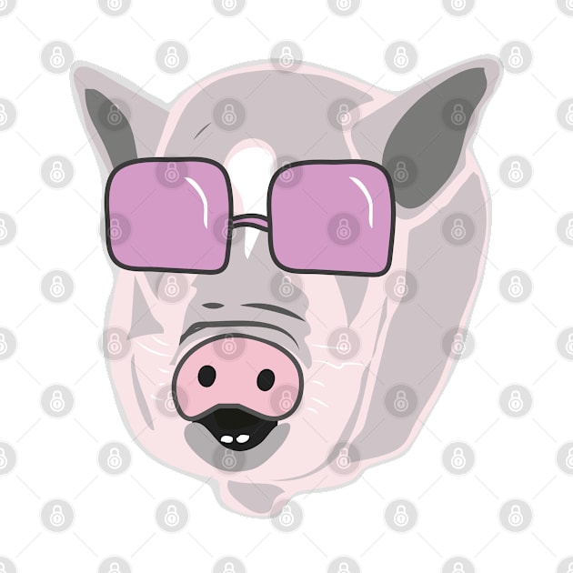 Cool Potbelly Pig Wearing Sunglasses by FruitflyPie