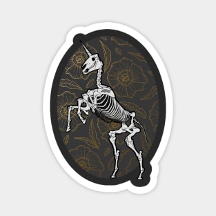 Skeleton Unicorn With Gold Flowers Magnet