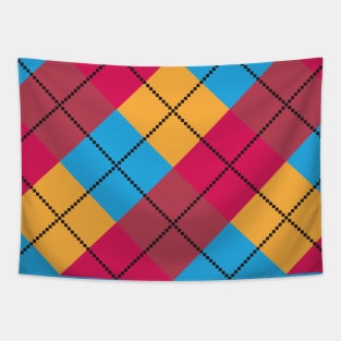 Bright Coloured Grid Pattern Tapestry