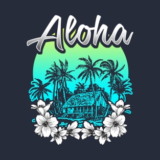 Aloha Hawaiian Tropical Vacation Lei Flowers Graphic T-Shirt