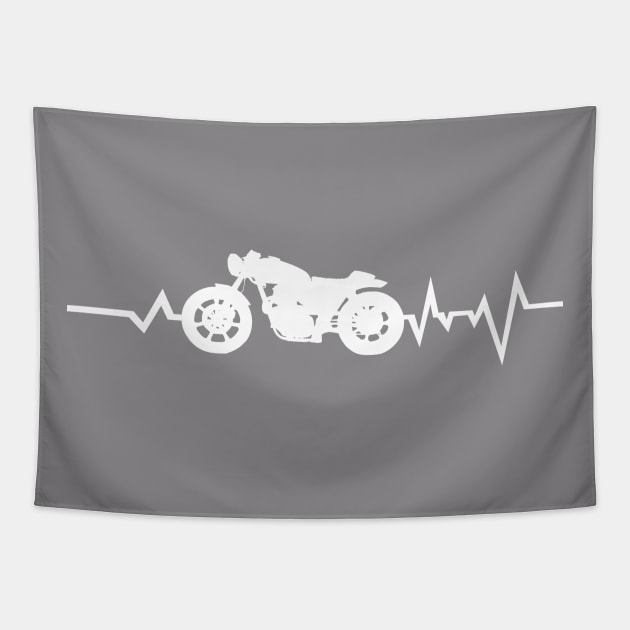 Motorcycle Motorbike Vintage Heartbeat Heart Rate Tapestry by shirtontour