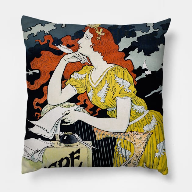 Encre L. Marquet France Vintage Poster 1892 Pillow by vintagetreasure