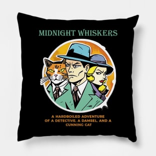 Midnight Whiskers Detective Pillow