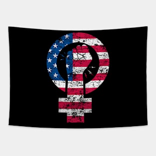 Feminim Symbol Feminist USA Flag Patriot Tapestry