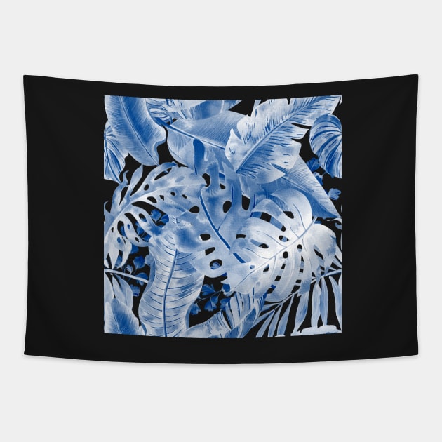 Mediterranean Dusty Blue Tropical Foliage Tapestry by PixDezines