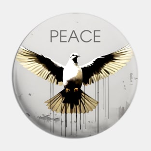 Peace Against Hate: Call for a Peaceful Resolution on a Dark Background Pin