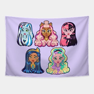 Monster High G3 Ghouls - Frankie, Clawdeen, Draculaura, Cleo, Lagoona Tapestry