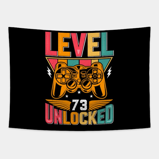 Level 73 Unlocked Awesome Since 1950 Funny Gamer Birthday Tapestry by susanlguinn