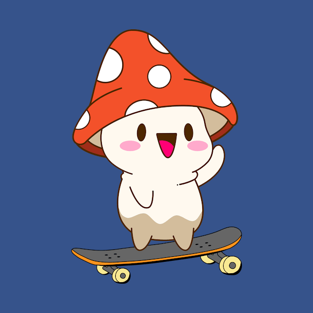 Mushroom skateboarding by nicoleart21