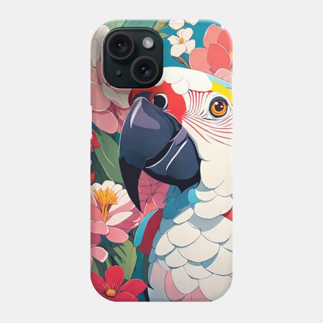 Parrot's Garden Melody, colorful macaw Phone Case by Sieve's Weave's