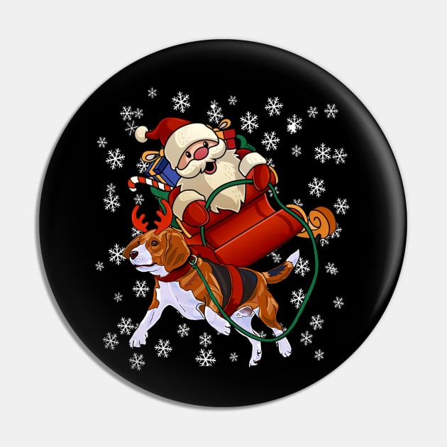 Santa Claus Riding Beagle Christmas Funny Gift Pin by kimmygoderteart