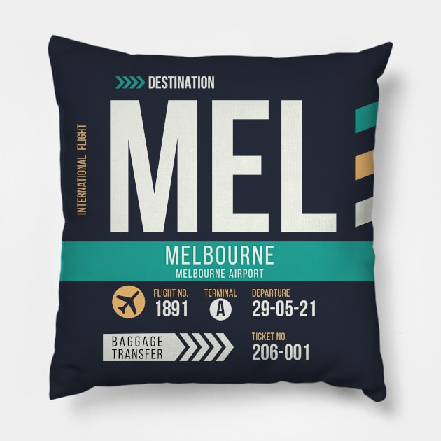 Melbourne (MEL) Airport Code Baggage Tag Pillow by SLAG_Creative