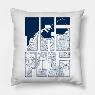 Tripoli, Libya City Map Typography - Coastal Pillow