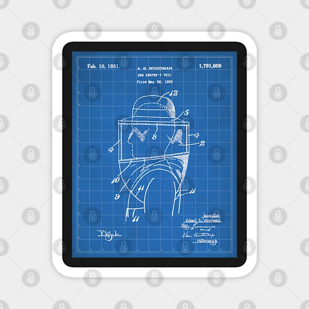 Bee Keeping Patent - Bee Keeper Bee Hive Honey Art - Blueprint Magnet by patentpress