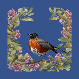 Turdus migratorius With the Connecticut State Flower T-Shirt