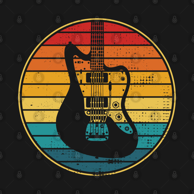 Retro Vintage Circle Sunset Offset Style Electric Guitar by nightsworthy