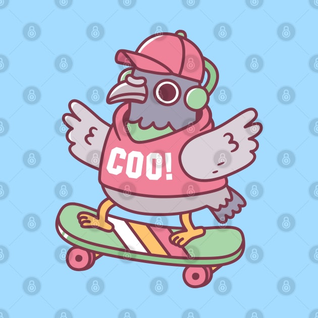 Coo Pigeon On Skateboard Funny by rustydoodle