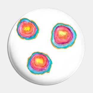 Rainbow geodes with gold Pin