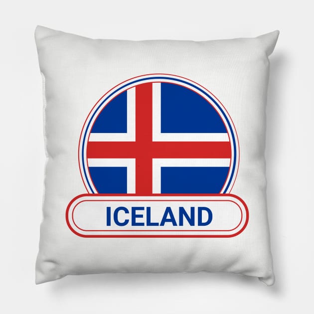 Iceland Country Badge - Iceland Flag Pillow by Yesteeyear