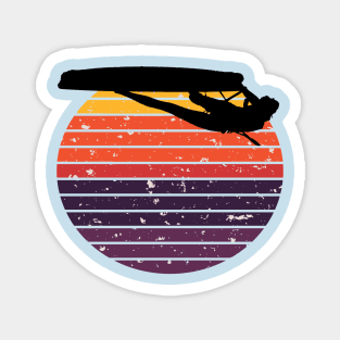 Kitesurfer Freestyle Action Black Silhouette Retro Sunset Magnet