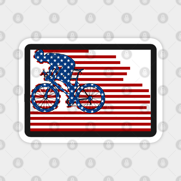 Cycling USA Flag Biker Magnet by Redmanrooster