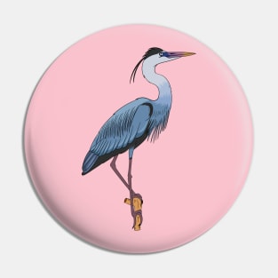 Great blue heron cartoon illustration. Pin