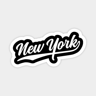 New York Cursive White Vintage Athletic Script Magnet