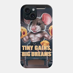 A muscular mouse wearing tiny weights, lifting a cheese dumbbell Phone Case