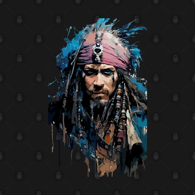 Dangerous Pirate in Old Classic Costume with Furious Face in Ink Painting Style by diegotorres