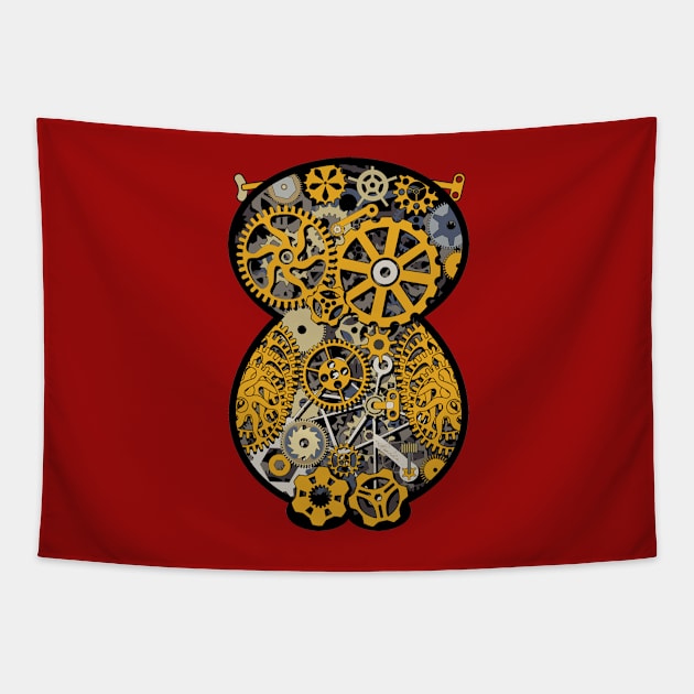 Steampunk Gears Owl Tapestry by PrettyGhoul