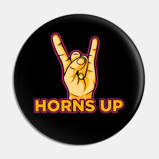 Horns up hand lettering rock and roll art Pin