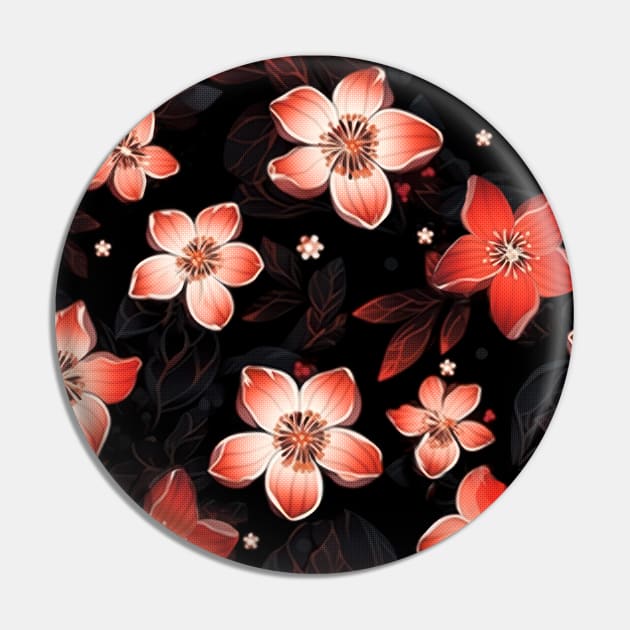 Red and Pink Sakura Flowers on Black Background Pin by Myanko