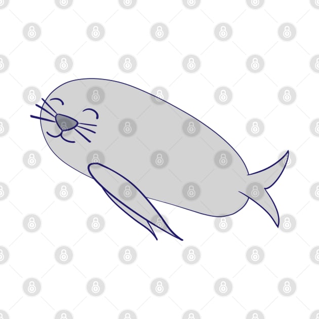 Smiling Grey Kawaii Seal by vystudio