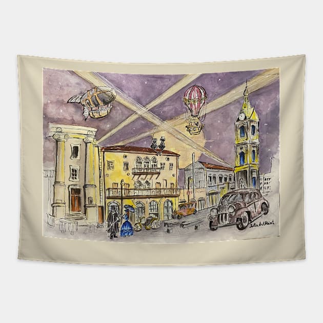 Mysterious city Tapestry by JuliaArtPaint