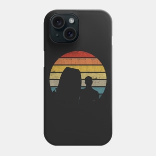 Bodyboarding Surfer Silhouette On A Distressed Retro Sunset graphic Phone Case