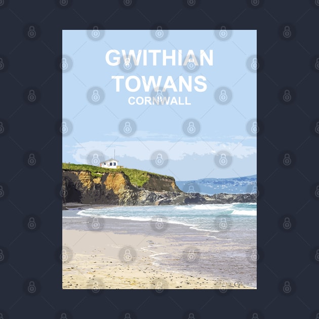 Gwithian Cornwall. Hayle Godrevy. Cornish gift. Travel poster by BarbaraGlebska