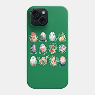 Easter Watercolor Eggs Flowers Phone Case