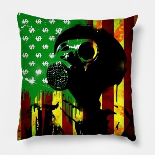 Gas Mask Series - American Greed Pillow