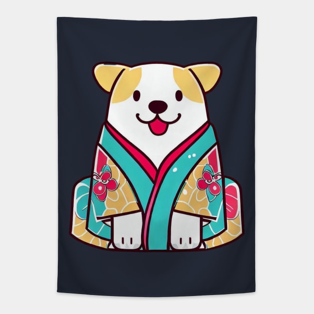 Doggo puppy Tapestry by Japanese Fever