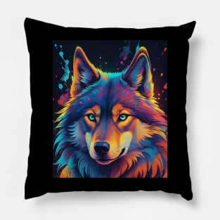 Wolf Midnight on the Lookout Pillow