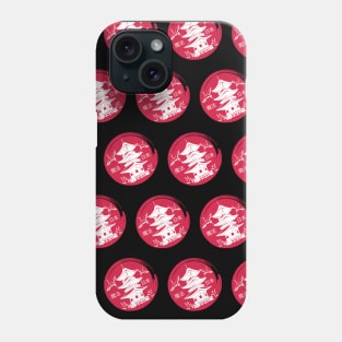 White pagoda on a red circle with storks pattern Phone Case