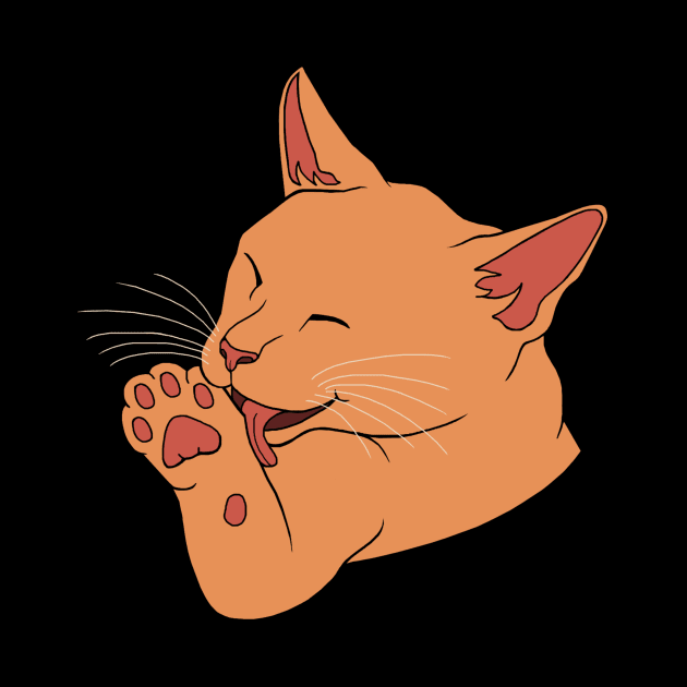 Orange Ginger Cat Licking their Toe Beans by Art by Deborah Camp