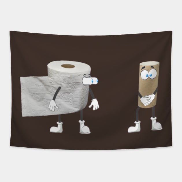 Naked Toilet Paper Roll Funny Tapestry by AlmostMaybeNever