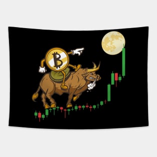 Bitcoin Crypto BTC to the Moon Bullrun Featuring Bull Trend Tapestry